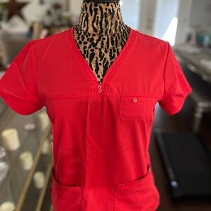 Ada Vivid Red Short Sleeve Women's Top